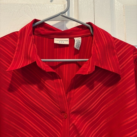 Vintage Covington Red Sparkly Striped Long Sleeve Button Up - Size XL - Picture 3 of 7